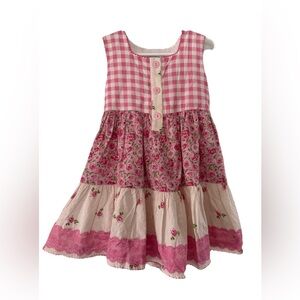 SweetHoney dress size 5 gingham and Pink Floral Girls EUC days in the sun